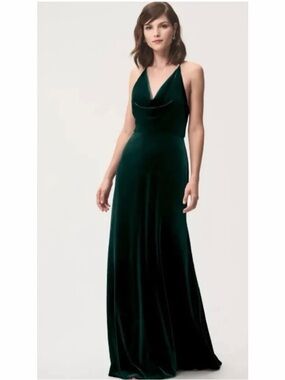 Jenny Yoo Sullivan Velvet Bridesmaids Dress Emerald Size 6